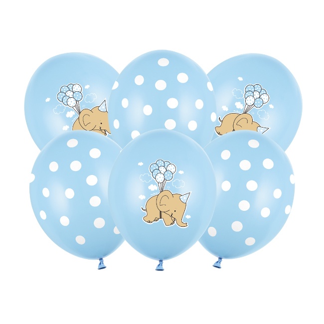 Ballons en latex Elephant Baby de 30 cm - 6 unités - PartyDeco