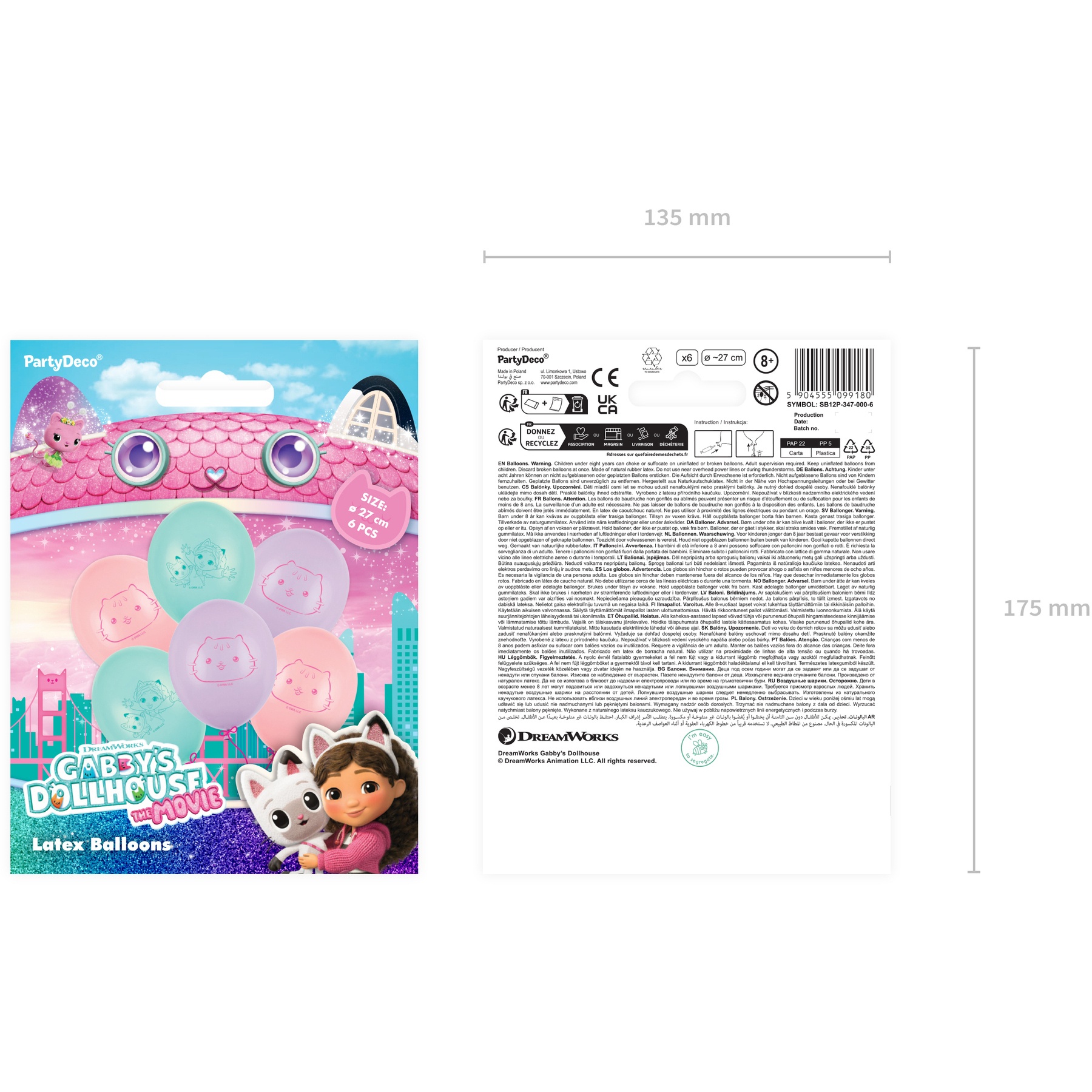 Ballons en latex de Gabby Maison de Poupées de 30 cm - 6 unités - 6