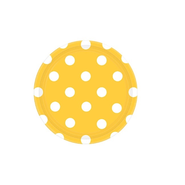 Assiettes rondes à pois blancs de 18 cm - 8 unités