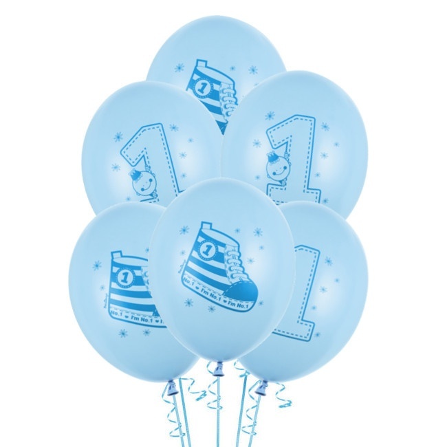 Ballons en latex pour premier anniversaire de 30 cm - PartyDeco - 6 unités