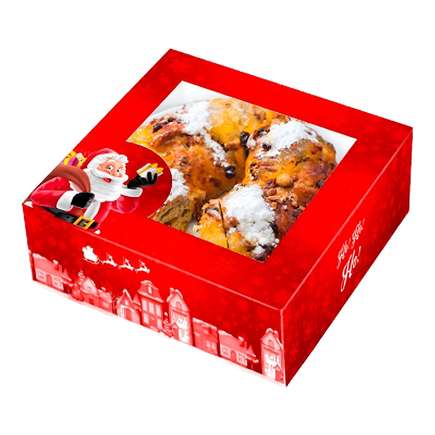 Boîte de 28 x 28 x 7,5 cm pour gâteau décoré de Père Noël - 2