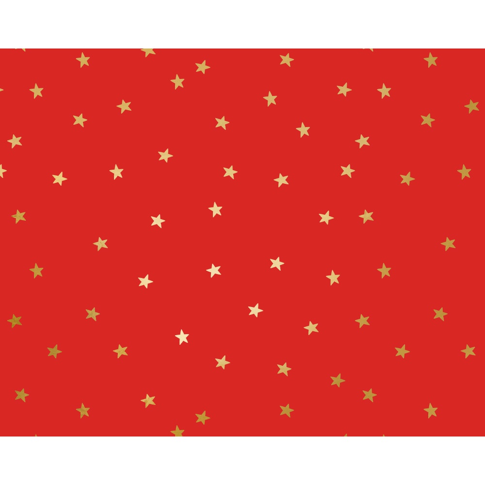 Papier cadeau rouge avec étoiles dorées de 2 x 0,70 m - 1 unité