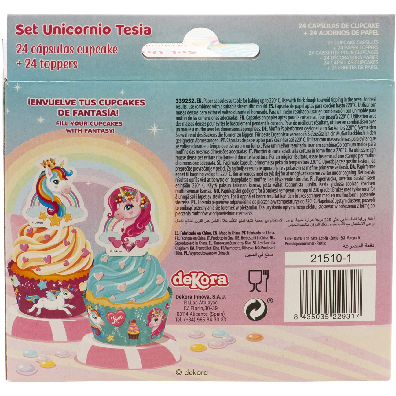 Capsules et pics à cupcakes licorne - 24 unités - 5