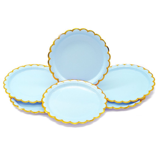 Assiettes avec bordure dorée de 18 cm - 6 unités