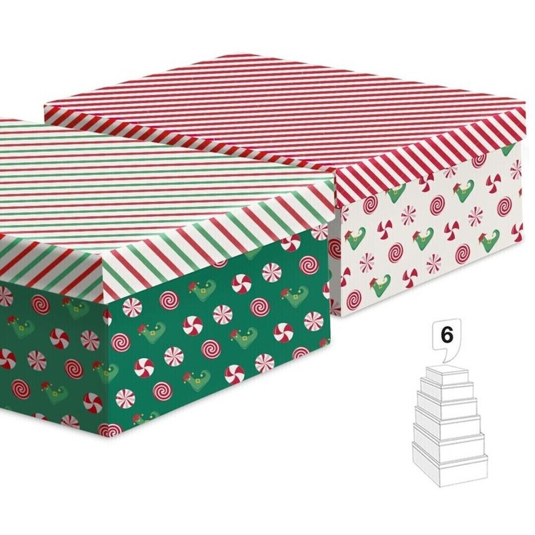 Boîte rectangulaire de Noël elfique - 6 unités