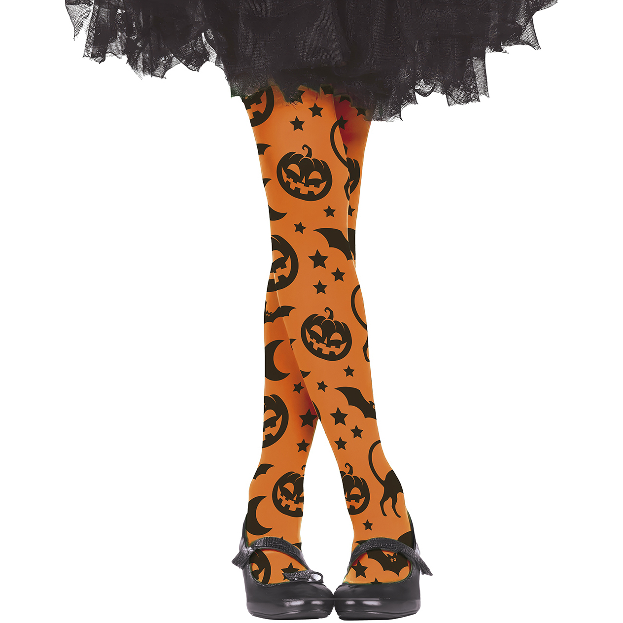 Collants orange avec citrouilles pour enfants