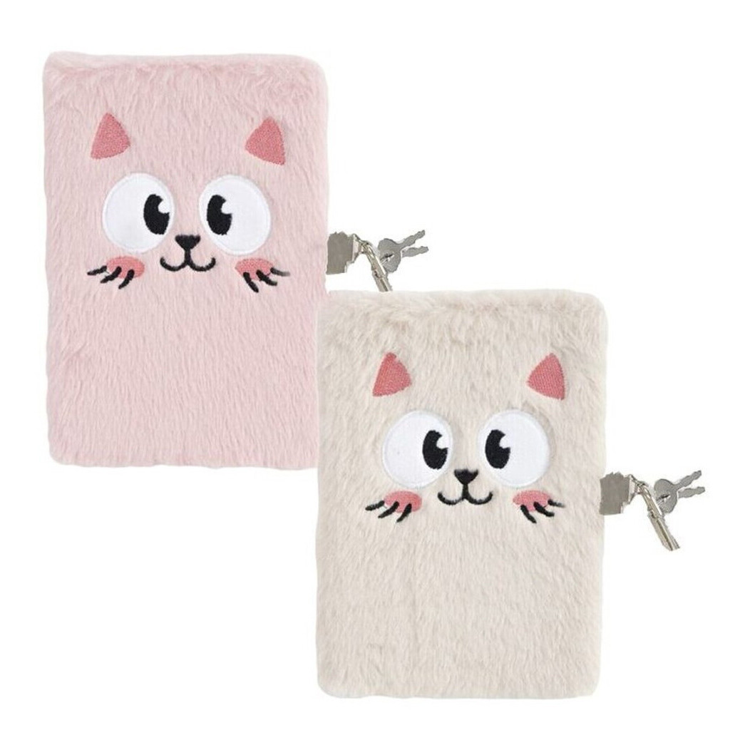 Journal de chat avec cadenas en peluche de 13,5 x 16 cm - 1 unité