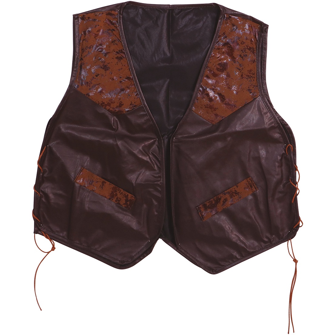 Gilet de cowboy simulant le cuir marron pour adulte - 2