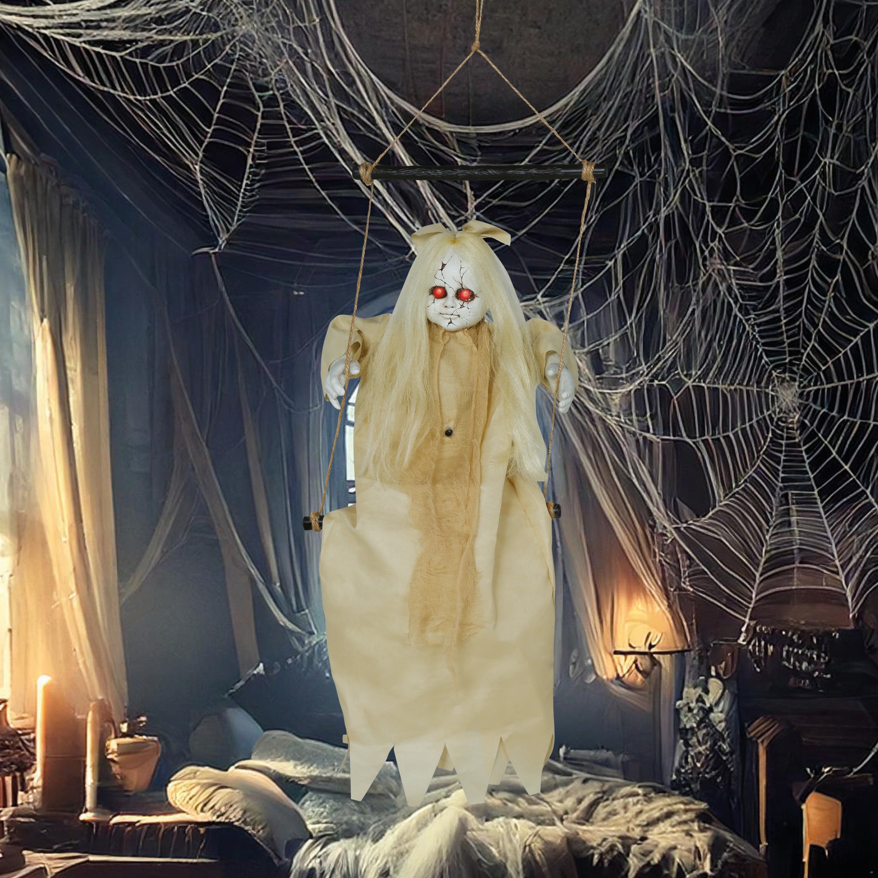 Pendentif de fille sur une balançoire avec lumière et son de 75 cm - 6