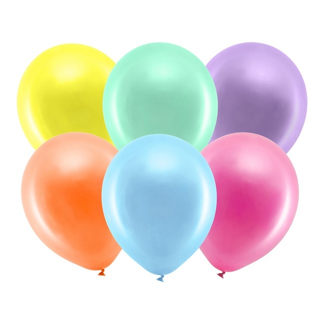 Ballons en latex de 30 cm métallisés Rainbow - PartyDeco - 100 unités