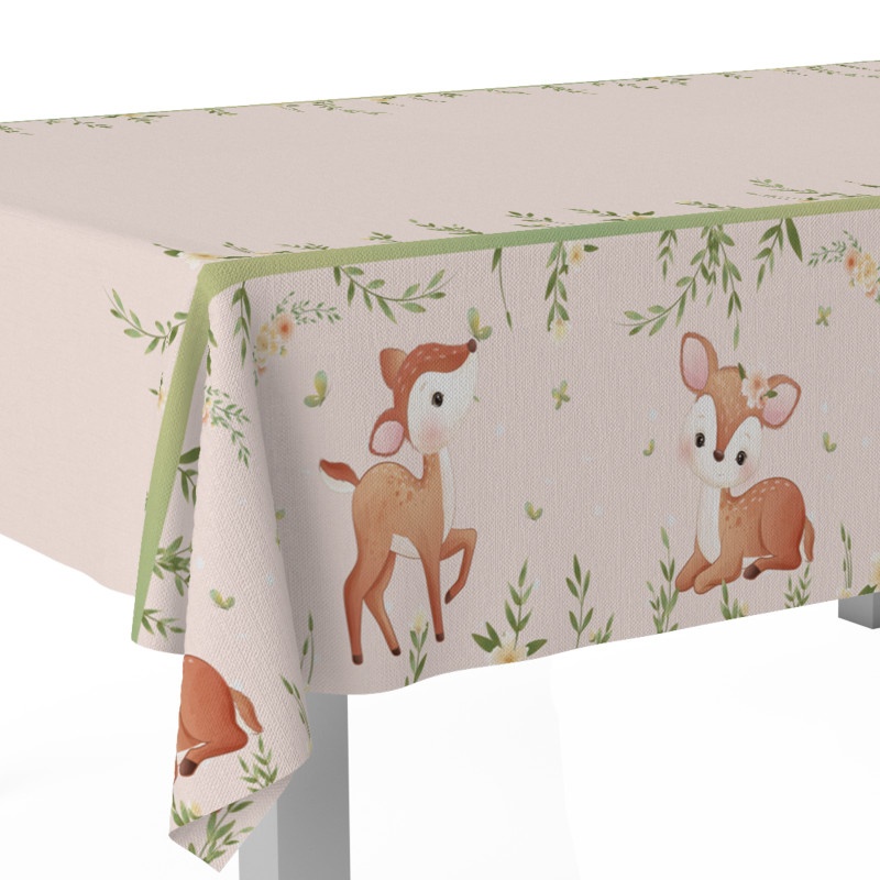 Nappe avec motifs de faon, 1,80 x 1,20 m