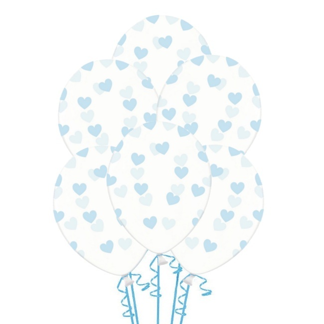 Ballons en latex transparents avec coeurs de 30 cm - PartyDeco - 50 unités