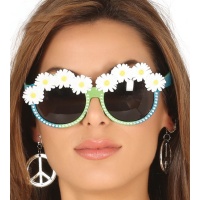 Lunettes hippies avec fleurs et brillants