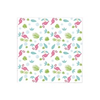 Serviettes flamant rose hawaïen de 16,5 x 16,5 cm - 20 unités