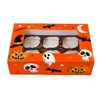 Boîte Halloween orange pour 6 cupcakes - Azucren