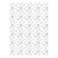 Papier cartonné avec des coeurs bleus de 32 x 43,5 cm - Artis decor - 5 unités