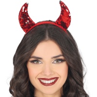 Diadème de cornes rouges à paillettes