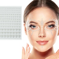 Joyaux adhésifs pour le visage en perles assorties