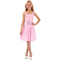 Déguisement fille - robe à carreaux rose et blanc