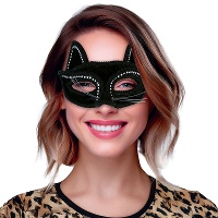 Masque de chat noir orné de strass