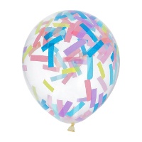 Ballons en latex avec confettis en bandes de 30 cm - Folat - 4 unités
