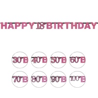 Guirlande d'anniversaire rose - 2,13 m