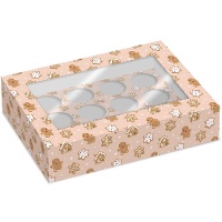 Boîte pour 12 cupcakes en forme de bonhomme en pain d'épice - 2 unités