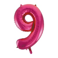 Ballon chiffre 9 rose foncé 86 cm - 1 unité