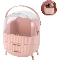 Organisateur de maquillage portable rose de 26 x 17 x 34,5 cm