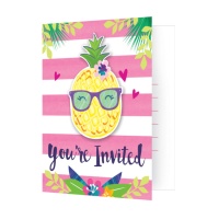 Invitations Piña Colada Hawaïenne - 8 unités