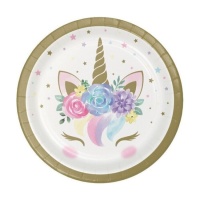 Assiettes de Licorne Enchantée 17 cm - 8 unités