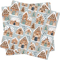 Serviettes de table de 16,5 x 16,5 cm à motif de maisons et d'arbres - 20 pièces