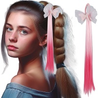 Mèche rose dégradée avec noeud - 40 cm