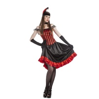 Déguisement de can can rouge et noir pour femme