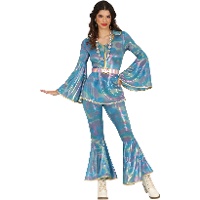 Déguisement disco bleu imprimé pour femme