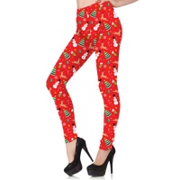 Leggings rouge de Noël avec bonhomme de neige