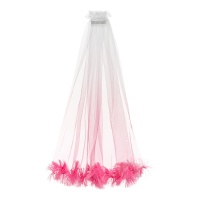 Voile de mariée en tulle blanc et rose