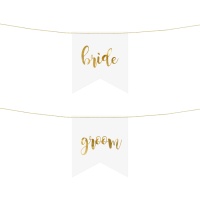 Enseigne Bride Groom blanche de 20 x 21,5 cm - 2 unités