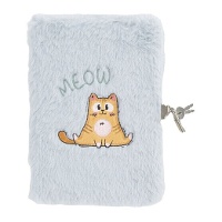 Journal de chat avec cadenas en peluche gris de 13 x 19 cm - 1 unité
