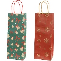 Sac de Noël pour bouteille de vin de 33,5 x 12,5 x 9 cm - 1 unité