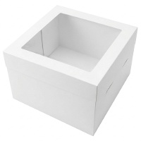 Boîte blanche pour gâteau de 30 x 30 x 25 cm avec fenêtre sur le dessus