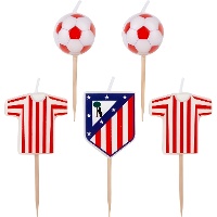 Bougies Atlético de Madrid - logos et ballons - 5 unités