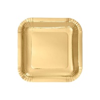 Assiettes métallisées carrées en carton de 18 cm - 12 unités
