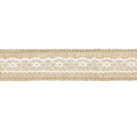 Ruban en raphia avec dentelle centrale de 5 cm - 5 m