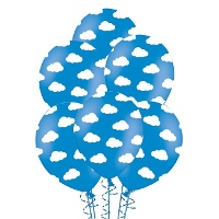 Ballons en latex avec nuages blancs de 30 cm - PartyDeco - 50 unités