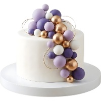 Décoration de gâteau: boules lilas, dorées et blanches - 32 pièces
