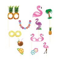 Kit de photoshoot fête hawaïenne tropicale - 12 unités