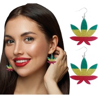 Boucles d'oreilles en forme de feuille de cannabis, style jamaïcain