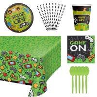 Pack pour fête de jeux vidéo vert - 8 personnes