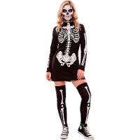 Costume de squelette avec robe pour adultes